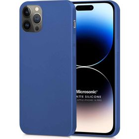 Microsonic Matte Silicone Apple iPhone 14 Pro Lacivert Cep Telefon Kılıfı