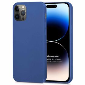 Microsonic Matte Silicone Apple iPhone 14 Pro Lacivert Cep Telefon Kılıfı