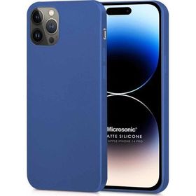 Microsonic Matte Silicone Apple iPhone 14 Pro Lacivert Cep Telefon Kılıfı