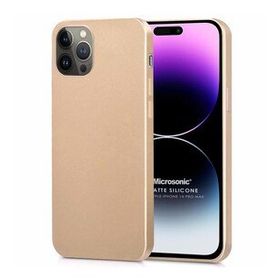 Microsonic Matte Silicone Apple iPhone 14 Pro Max Gold Cep Telefon Kılıfı