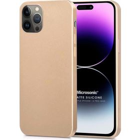 Microsonic Matte Silicone Apple iPhone 14 Pro Max Gold Cep Telefon Kılıfı