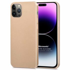 Microsonic Matte Silicone Apple iPhone 14 Pro Max Gold Cep Telefon Kılıfı