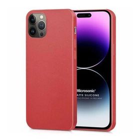 Microsonic Matte Silicone Apple iPhone 14 Pro Max Kırmızı Cep Telefon Kılıfı