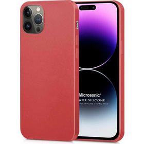 Microsonic Matte Silicone Apple iPhone 14 Pro Max Kırmızı Cep Telefon Kılıfı