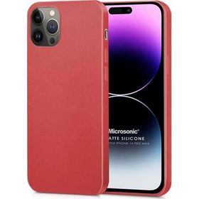 Microsonic Matte Silicone Apple iPhone 14 Pro Max Kırmızı Cep Telefon Kılıfı