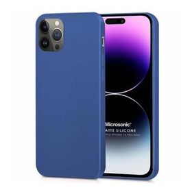 Microsonic Matte Silicone Apple iPhone 14 Pro Max Lacivert Cep Telefon Kılıfı