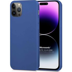 Microsonic Matte Silicone Apple iPhone 14 Pro Max Lacivert Cep Telefon Kılıfı