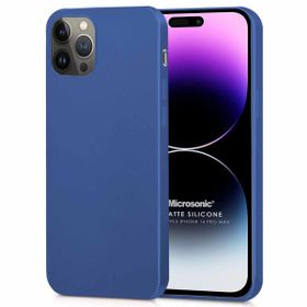 Microsonic Matte Silicone Apple iPhone 14 Pro Max Lacivert Cep Telefon Kılıfı
