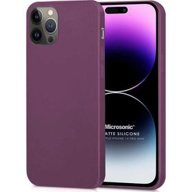 Microsonic Matte Silicone Apple iPhone 14 Pro Max Mor Cep Telefon Kılıfı