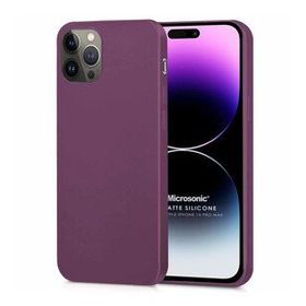 Microsonic Matte Silicone Apple iPhone 14 Pro Max Mor Cep Telefon Kılıfı