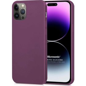 Microsonic Matte Silicone Apple iPhone 14 Pro Max Mor Cep Telefon Kılıfı