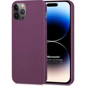 Microsonic Matte Silicone Apple iPhone 14 Pro Mor Cep Telefon Kılıfı