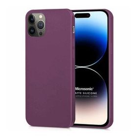 Microsonic Matte Silicone Apple iPhone 14 Pro Mor Cep Telefon Kılıfı