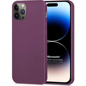 Microsonic Matte Silicone Apple iPhone 14 Pro Mor Cep Telefon Kılıfı