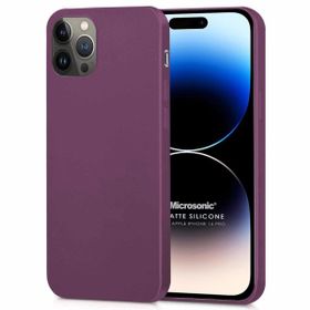 Microsonic Matte Silicone Apple iPhone 14 Pro Mor Cep Telefon Kılıfı