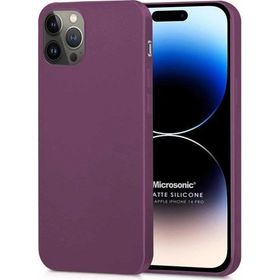 Microsonic Matte Silicone Apple iPhone 14 Pro Mor Cep Telefon Kılıfı