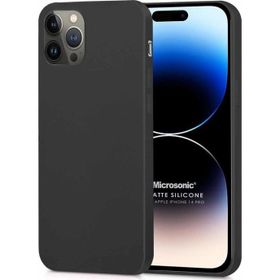 Microsonic Matte Silicone Apple iPhone 14 Pro Siyah Cep Telefon Kılıfı