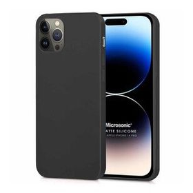 Microsonic Matte Silicone Apple iPhone 14 Pro Siyah Cep Telefon Kılıfı