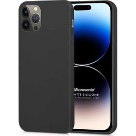 Microsonic Matte Silicone Apple iPhone 14 Pro Siyah Cep Telefon Kılıfı