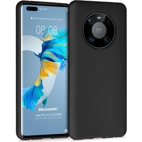 Microsonic Matte Silicone Huawei Mate 40 Pro Siyah Cep Telefonu Kılıfı