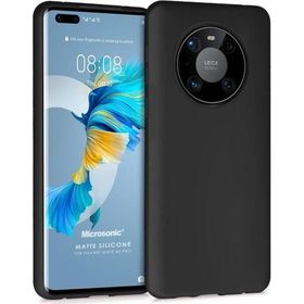 Microsonic Matte Silicone Huawei Mate 40 Pro Siyah Cep Telefonu Kılıfı