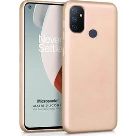 Microsonic Matte Silicone One Plus Nord N100 Gold Cep Telefonu Kılıfı