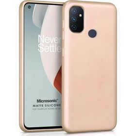 Microsonic Matte Silicone One Plus Nord N100 Gold Cep Telefonu Kılıfı