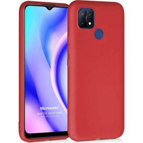 Microsonic Matte Silicone Oppo A15 Kırmızı Cep Telefonu Kılıfı
