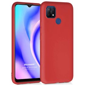 Microsonic Matte Silicone Oppo A15 Kırmızı Cep Telefonu Kılıfı