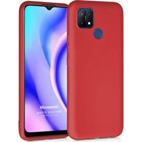 Microsonic Matte Silicone Oppo A15 Kırmızı Cep Telefonu Kılıfı