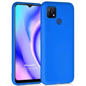 Microsonic Matte Silicone Oppo A15 Mavi Cep Telefonu Kılıfı
