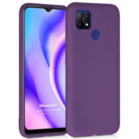 Microsonic Matte Silicone Oppo A15 Mor Cep Telefonu Kılıfı