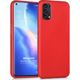 Microsonic Matte Silicone Oppo Reno 5 Pro 5G Kırmızı Cep Telefonu Kılıfı