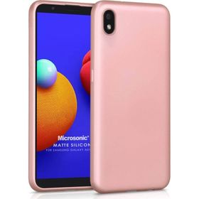 Microsonic Matte Silicone Samsung Galaxy A01 Core Mor Kılıf