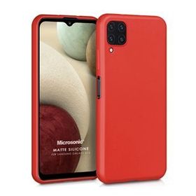 Microsonic Matte Silicone Samsung Galaxy A12 Kırmızı Kılıf