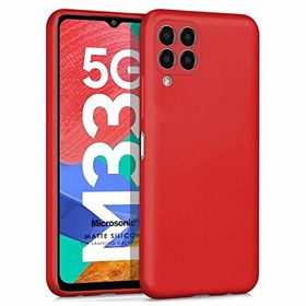 Microsonic Matte Silicone Samsung Galaxy M33 Kırmızı Cep Telefonu Kılıfı