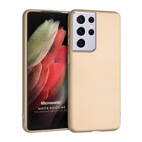 Microsonic Matte Silicone Samsung Galaxy S21 Ultra Gold Cep Telefonu Kılıfı