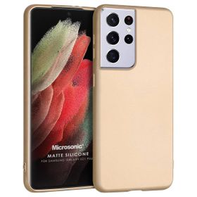 Microsonic Matte Silicone Samsung Galaxy S21 Ultra Gold Cep Telefonu Kılıfı