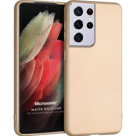 Microsonic Matte Silicone Samsung Galaxy S21 Ultra Gold Cep Telefonu Kılıfı