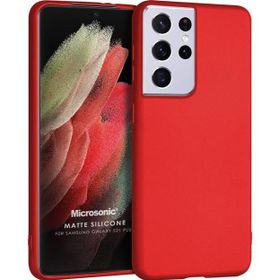 Microsonic Matte Silicone Samsung Galaxy S21 Ultra Kırmızı Cep Telefonu Kılıfı