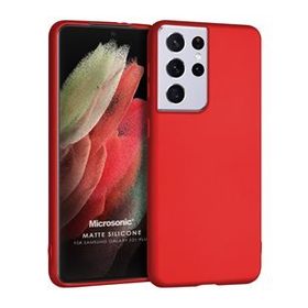 Microsonic Matte Silicone Samsung Galaxy S21 Ultra Kırmızı Cep Telefonu Kılıfı