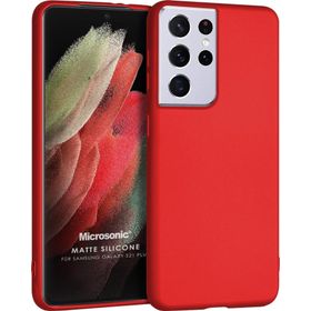 Microsonic Matte Silicone Samsung Galaxy S21 Ultra Kırmızı Cep Telefonu Kılıfı