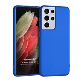 Microsonic Matte Silicone Samsung Galaxy S21 Ultra Mavi Cep Telefonu Kılıfı