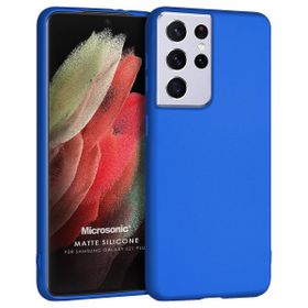Microsonic Matte Silicone Samsung Galaxy S21 Ultra Mavi Cep Telefonu Kılıfı