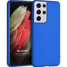Microsonic Matte Silicone Samsung Galaxy S21 Ultra Mavi Cep Telefonu Kılıfı