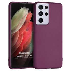 Microsonic Matte Silicone Samsung Galaxy S21 Ultra Mor Cep Telefonu Kılıfı