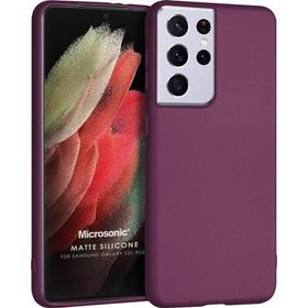 Microsonic Matte Silicone Samsung Galaxy S21 Ultra Mor Cep Telefonu Kılıfı