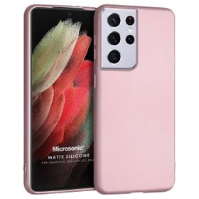 Microsonic Matte Silicone Samsung Galaxy S21 Ultra Rose Gold Cep Telefonu Kılıfı