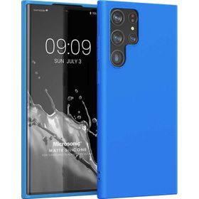 Microsonic Matte Silicone Samsung Galaxy S22 Ultra Mavi Cep Telefonu Kılıfı