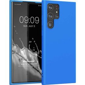Microsonic Matte Silicone Samsung Galaxy S22 Ultra Mavi Cep Telefonu Kılıfı